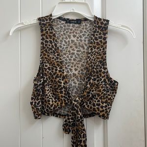 Tie Front Cheetah Top